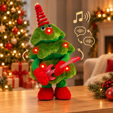 GRINCH SKRZAT ŚWIĄTECZNY ŚWIECĄCY TAŃCZĄCY MASKOTKA INTERAKTYWNA CHOINKA